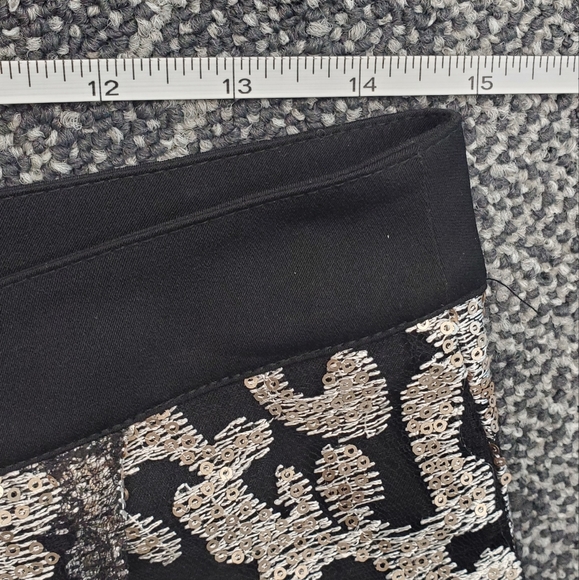 Like NEW JOA Taupe Blk Sequin Embroidered Flat Front Fancy Cigarette Pant Sz S/M - Picture 8 of 12